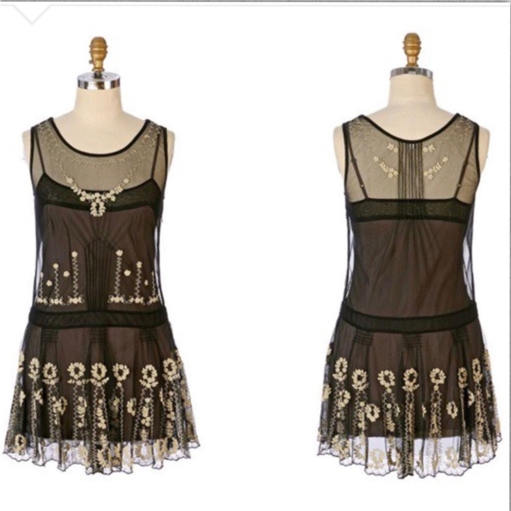 Anthropologie by Lithe Sheer Black Barley Tunic Dress, 4